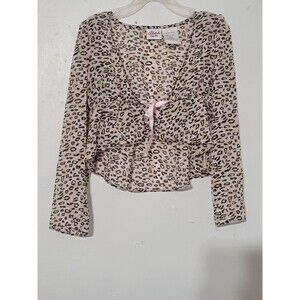 Leopard print blouse girls size med